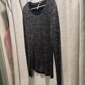 Banana Republic Charcoal Knit Top with beautiful black crystal earrings